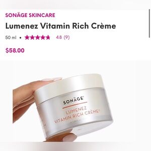 NWT Sonage Lumenez Vitamin Rich Moisturizer Crème